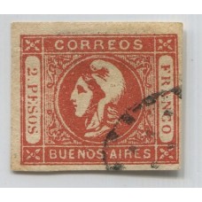 ARGENTINA 1859 GJ 18 ESTAMPILLA DE MUY BUENA CALIDAD, BONITO EJEMPLAR U$ 135